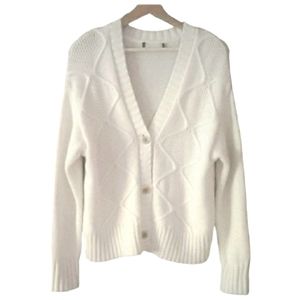 Banana Republic Relaxed Cable Knit Cardigan Sweater Ivory Soft Off White NWOT